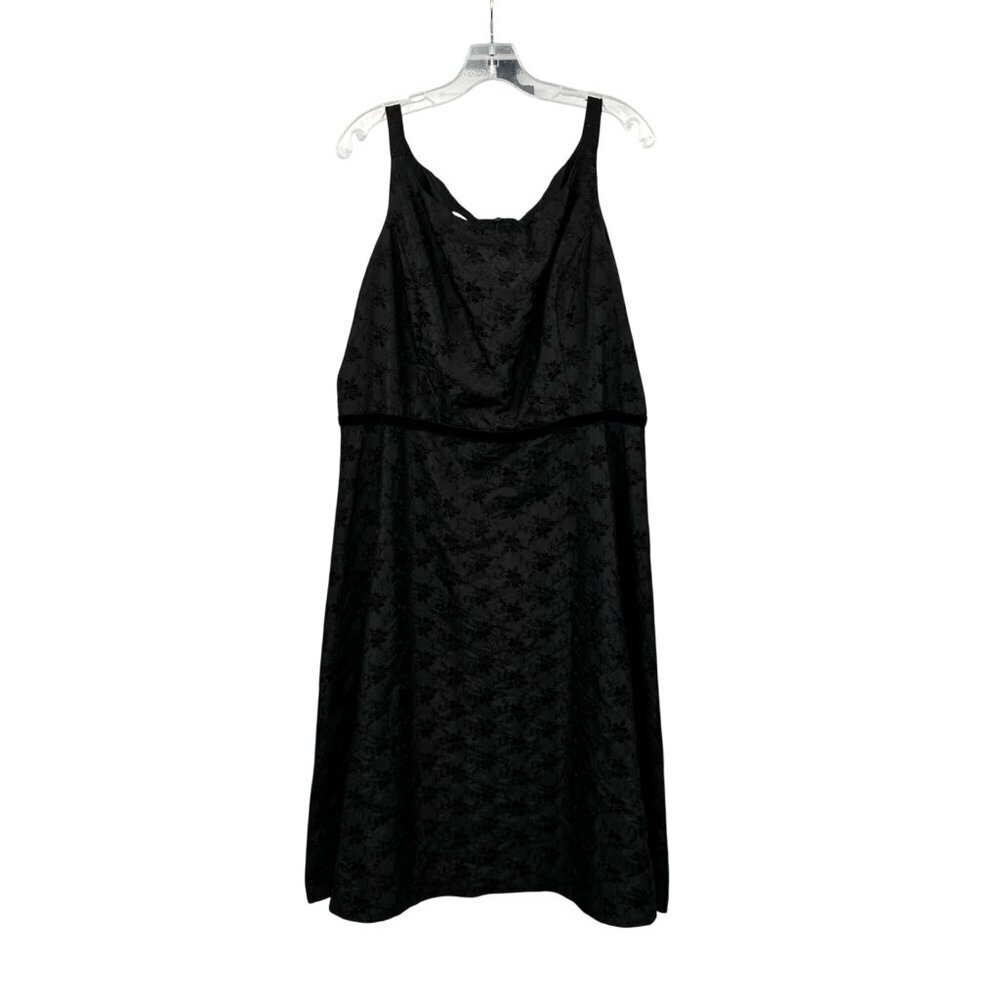 Talbots Vintage Embroidered Floral Midi Dress A-Line Sleeveless Black Size 18